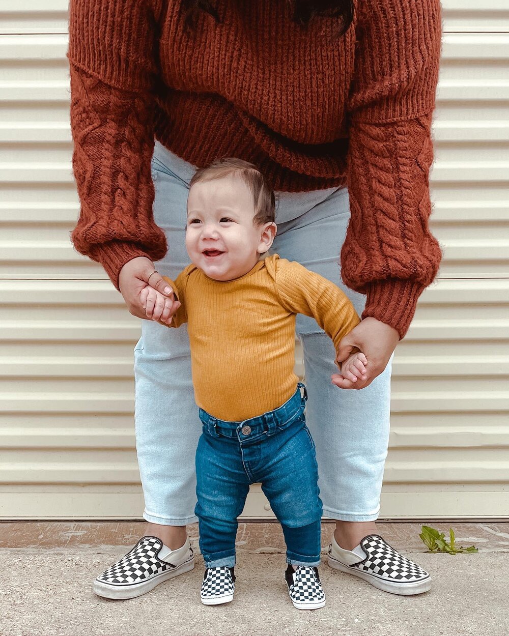 9 months with our Ace. 💙 He is crawling, cruising, and I have a feeling he will be our fastest walker. He loves taking a bath with his brothers and falls asleep when we sing to him. He got curls growing in just like his brother Leo and already has a