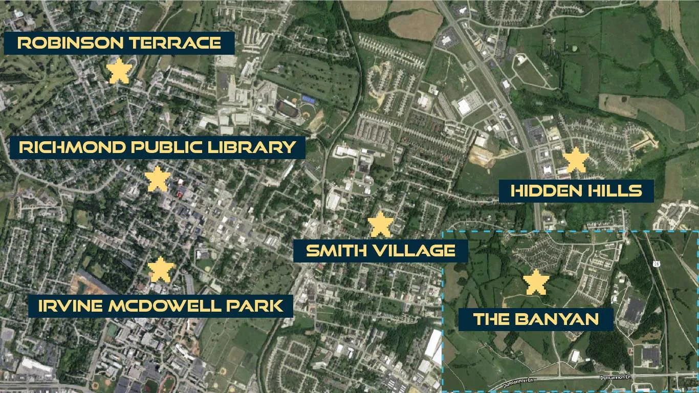 Map of Richmond showing the sites for Power Up