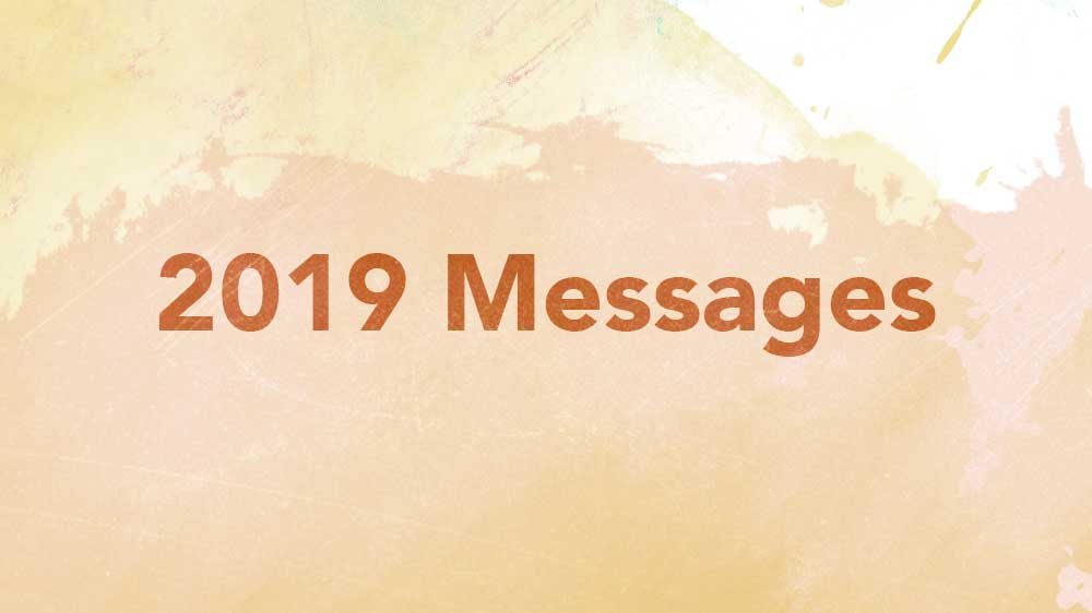 Watercolor background. '2019 Messages' is written across it.