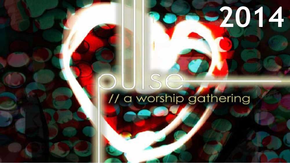 A glowing heart. 'Pulse, a worship gathering' is superimposed