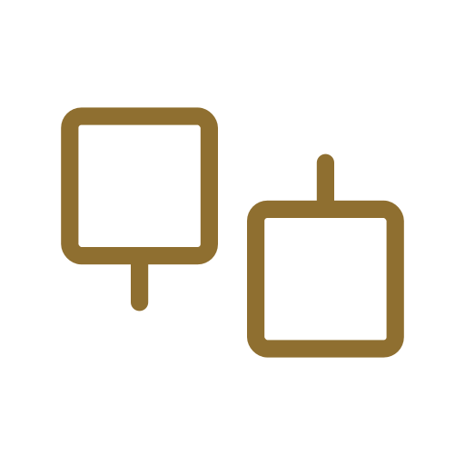 Two simple icons of popsicles, one with a stick and a flat top, and the other with a rounded top and a stick, on a black background.