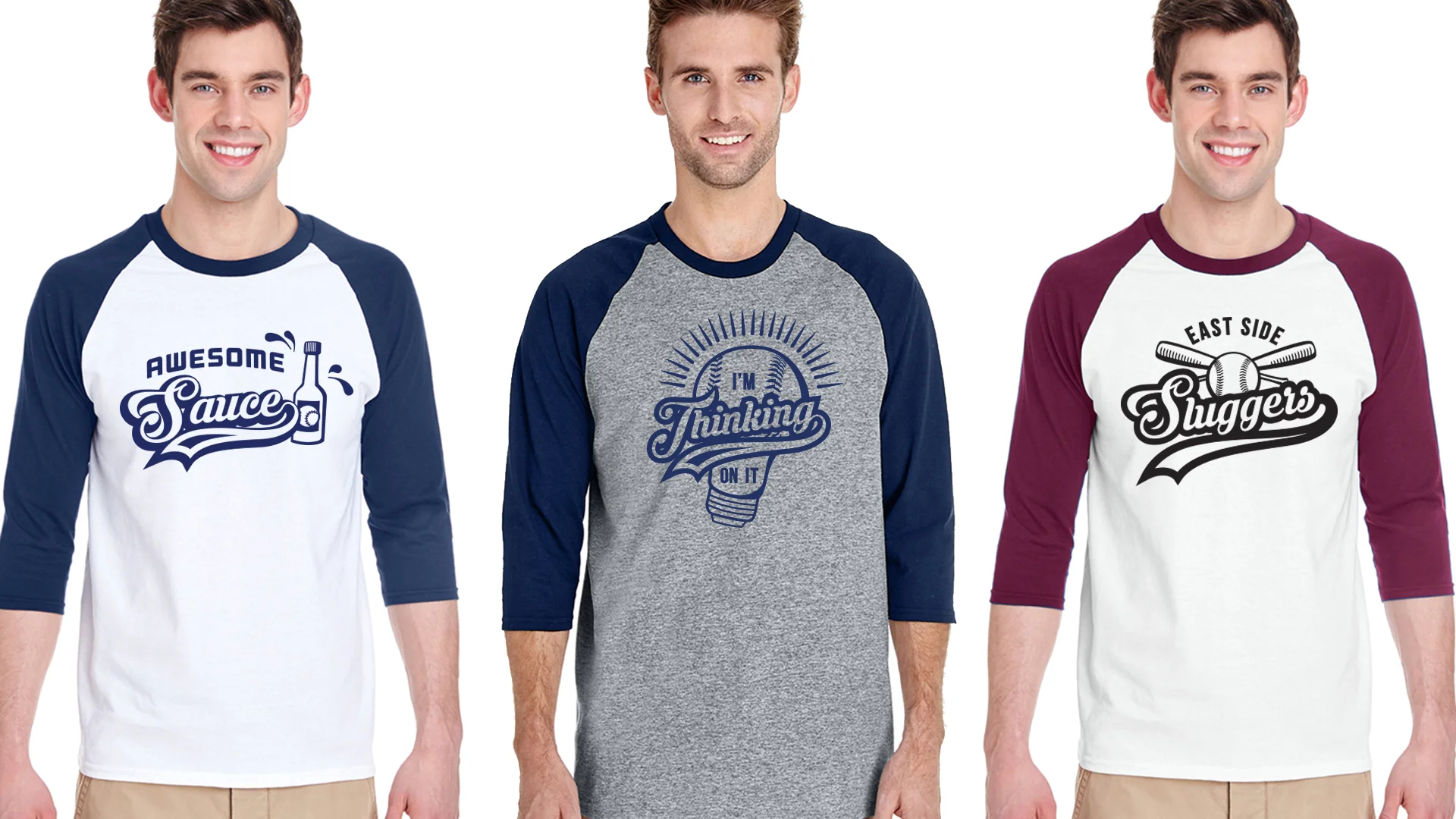  Baseball t-shirts designed for a company softball league. Each team came up with their team name and I was tasked with incorporating it into a baseball-themed graphic for their uniforms. 