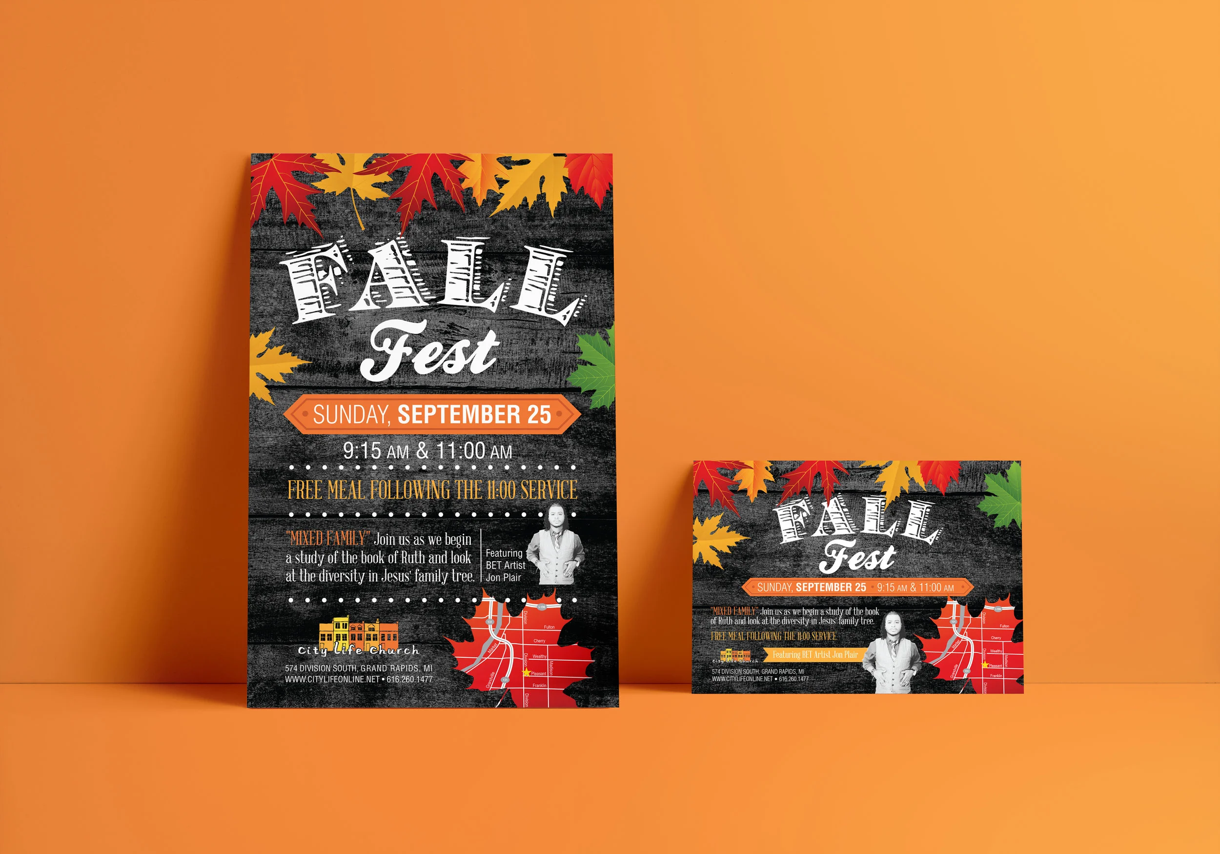  A poster and flier created for an event for a church in Grand Rapids, MI. 1000+ posters were hung around the city and over 250 fliers were mailed to local recipients. 