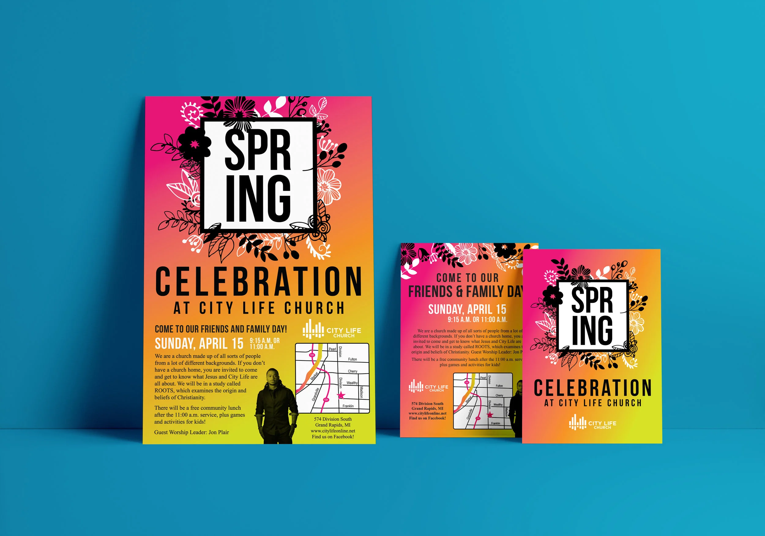  Another poster and flier created for a Spring Celebration event for the same church. Posters and fliers were distributed city-wide.    