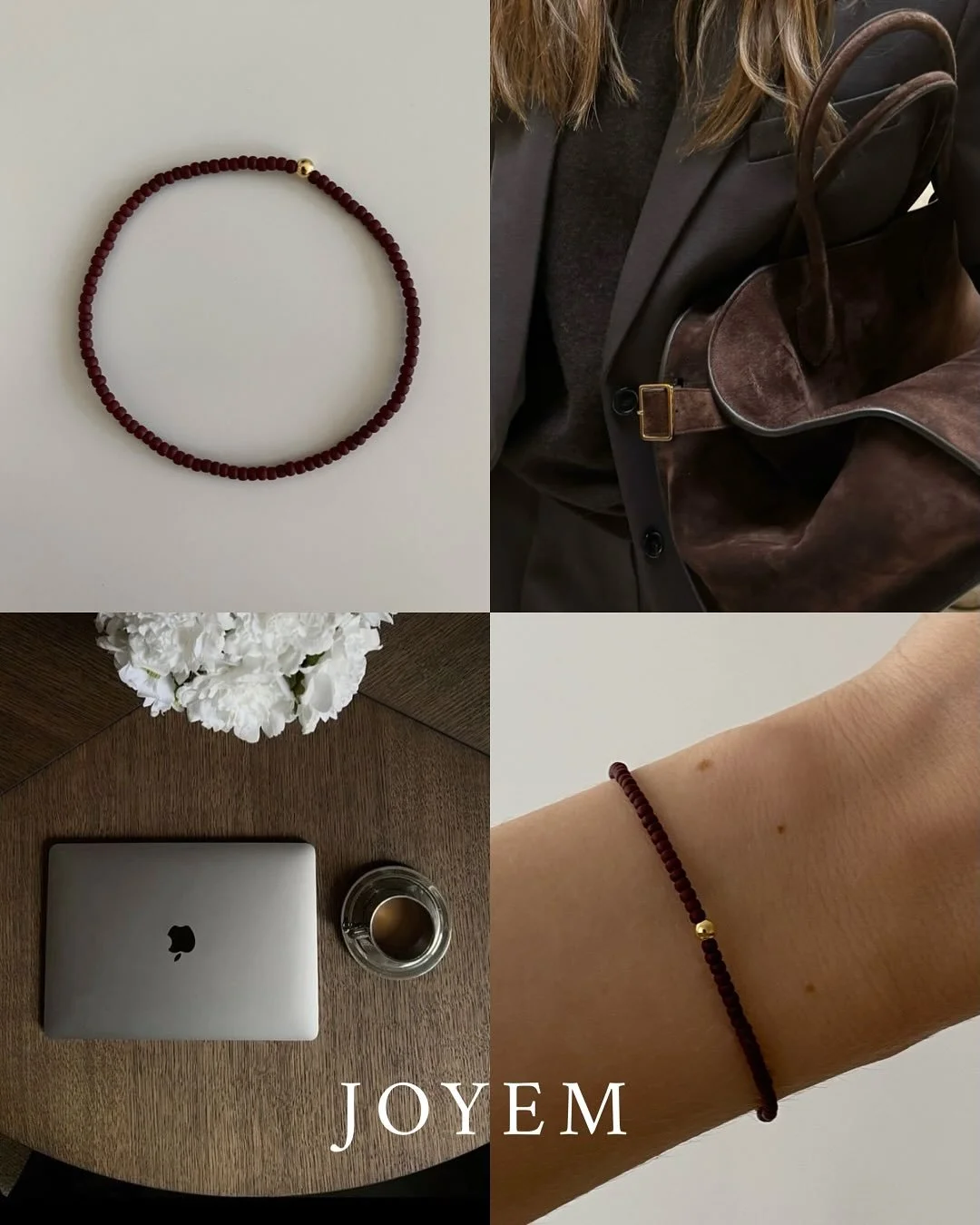 The easiest colour to fall in love with 🏹 Think aged leather, fine espresso and walnut tree furniture. That&rsquo;s the vibe ☕️

Swipe to see how our customers have combined our velvety Margot bracelet 🐻🤎

#JOYEM #joyemjewellery