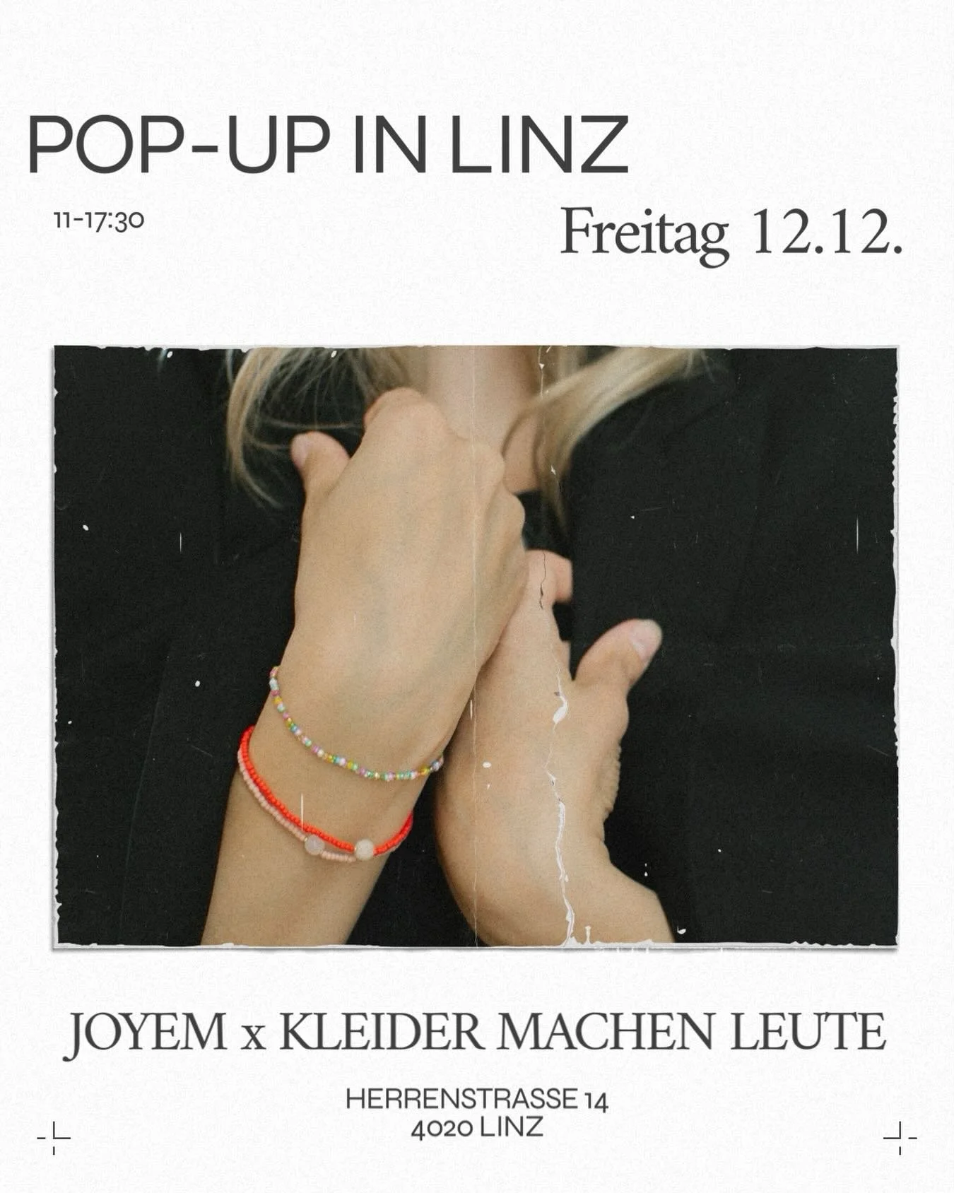 ✨ Weihnachts Pop-Up - JOYEM x Kleider machen Leute ✨

Spontane Events sind die bestens Events. 

Ganz nach diesem Motto lade ich euch zusammen mit unserem wunderbaren Partner Kleider machen Leute zu einem funkelnden Weihnachts Pop-Up in Linz ein! 🎄
