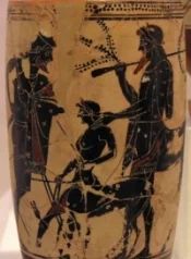 The centaur Chiron and Achilles. Yarrow grows at the tip of his spear.