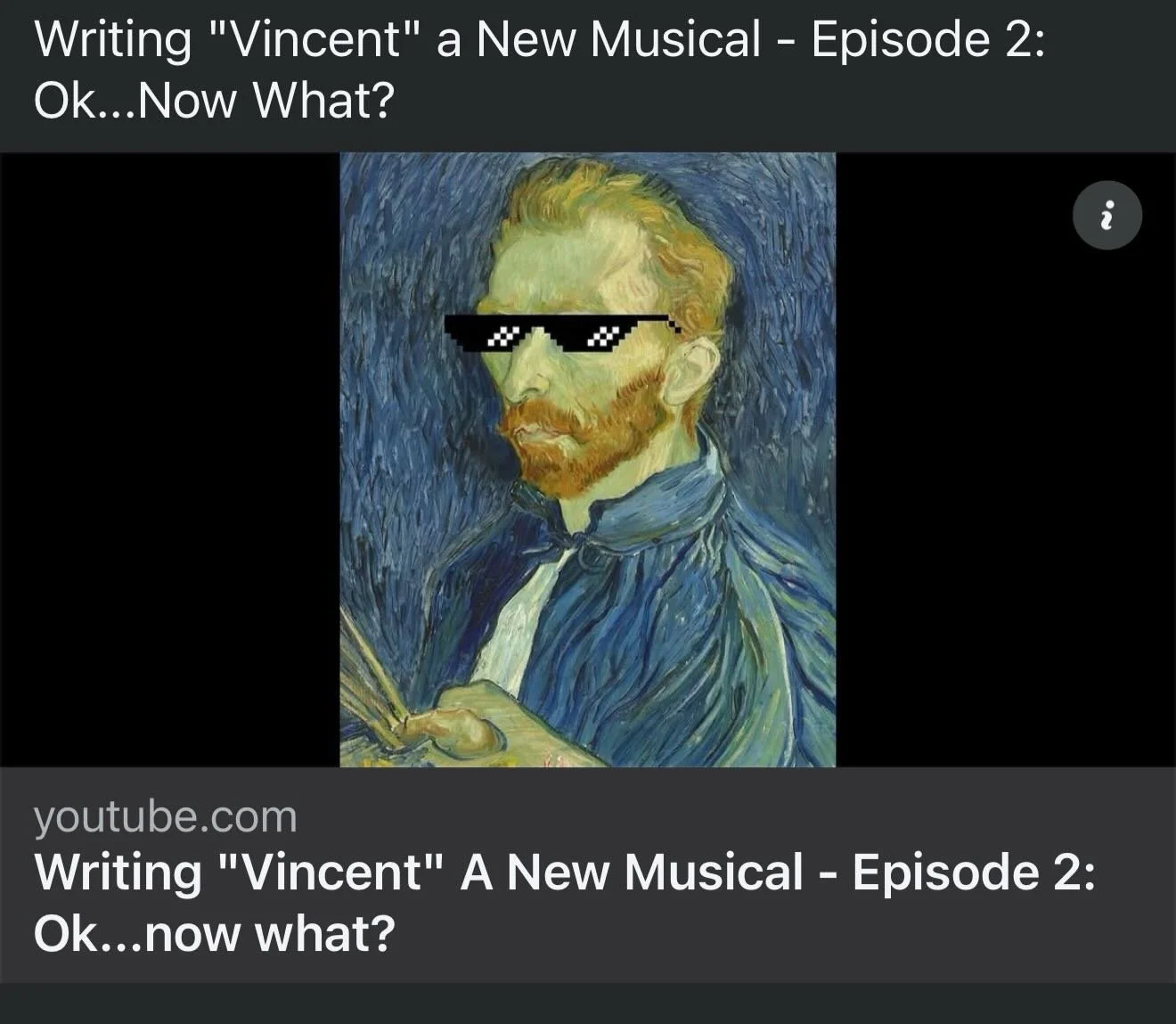 Episode 2: Ok&hellip;now what?
Link in bio!

#musicaltheatre #newmusicals #originalmusical #vincentvangogh #newmusicaltheatre