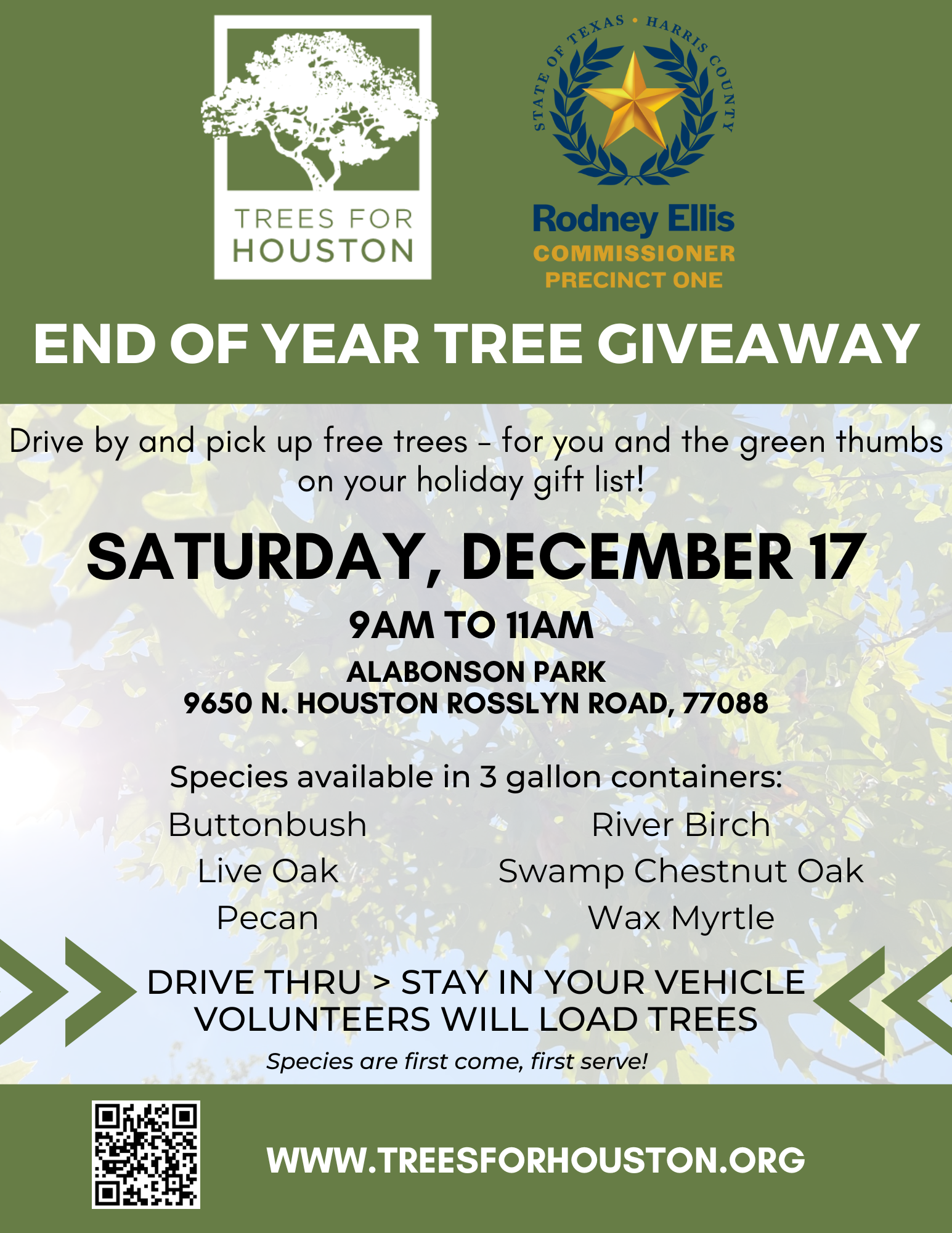 Trees For Houston Tree Giveaway in Partnership with Harris County