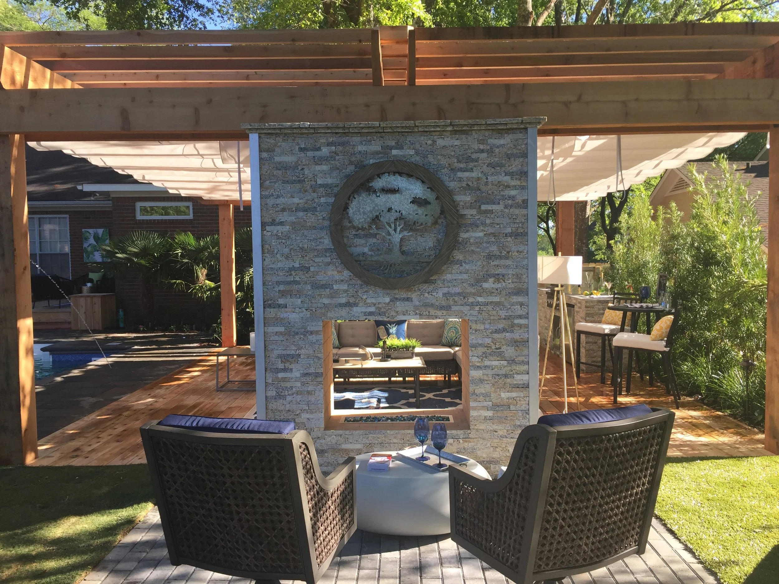 Pergola with Fire Pit New Construction 