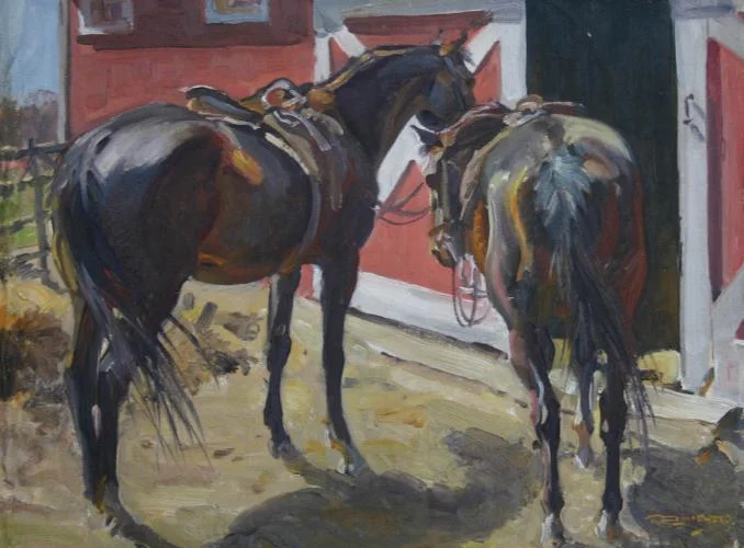 "Two Eastern Saddled Horses"