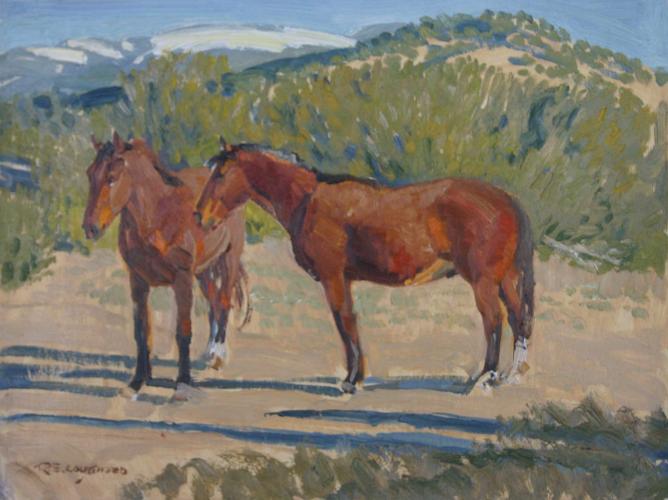 "Two Horses Looking To Left"