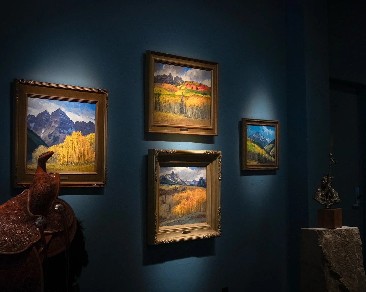 Lanny Grant’s plein-air adventures into the Rocky Mountains of Colorado bring us vibrant scenes of the shifting colors throughout the peaks and valleys that we’re so lucky to have as our backyard! Be sure to stop by the gallery or check o