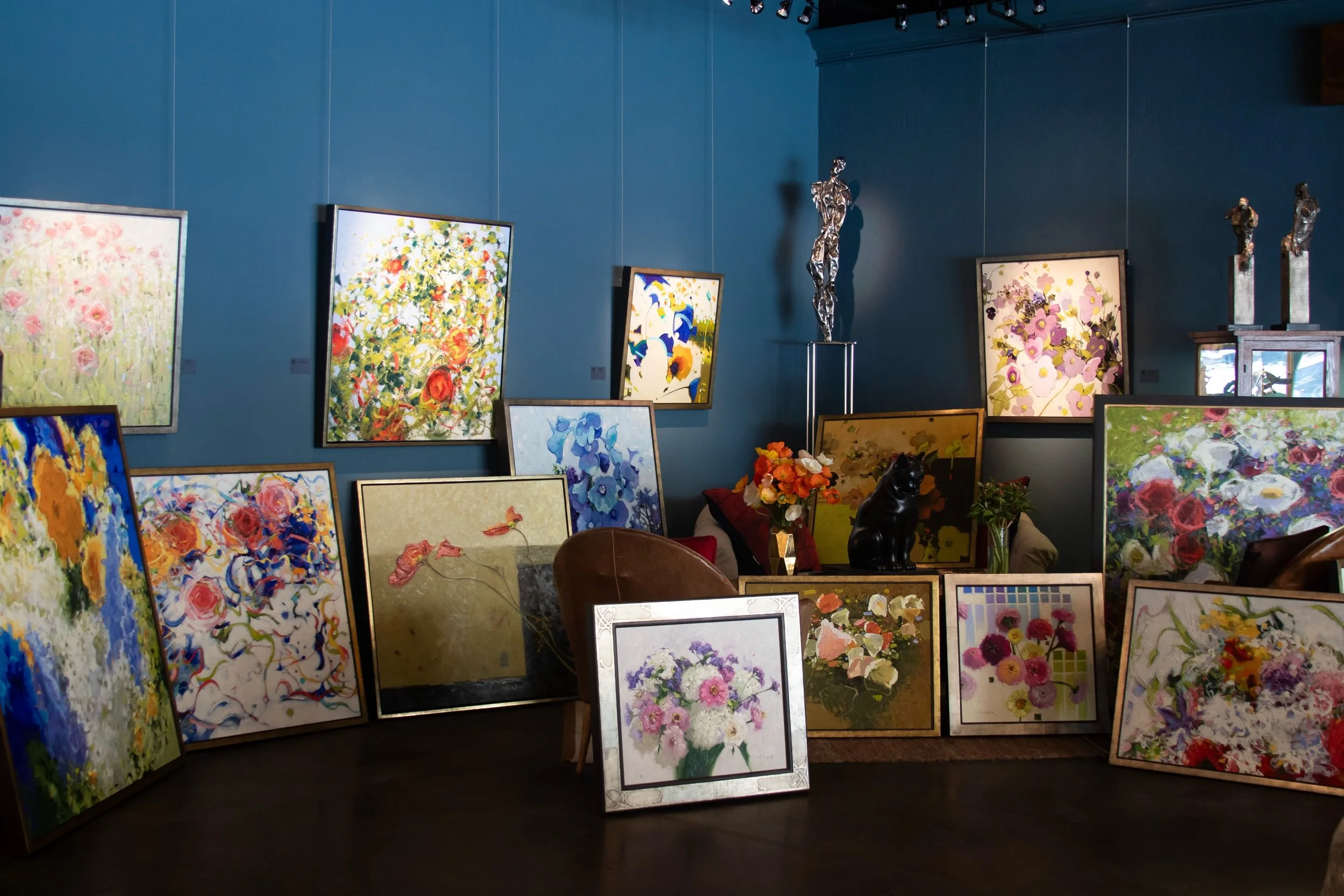 New work from Shirley Novak has arrived at the gallery as part of our &lsquo;Spring Fling,&rsquo; a celebration of the season. Along with her vibrant pieces, she is also so kind as to bring us bouquets of flowers from her own gardens that endlessly i
