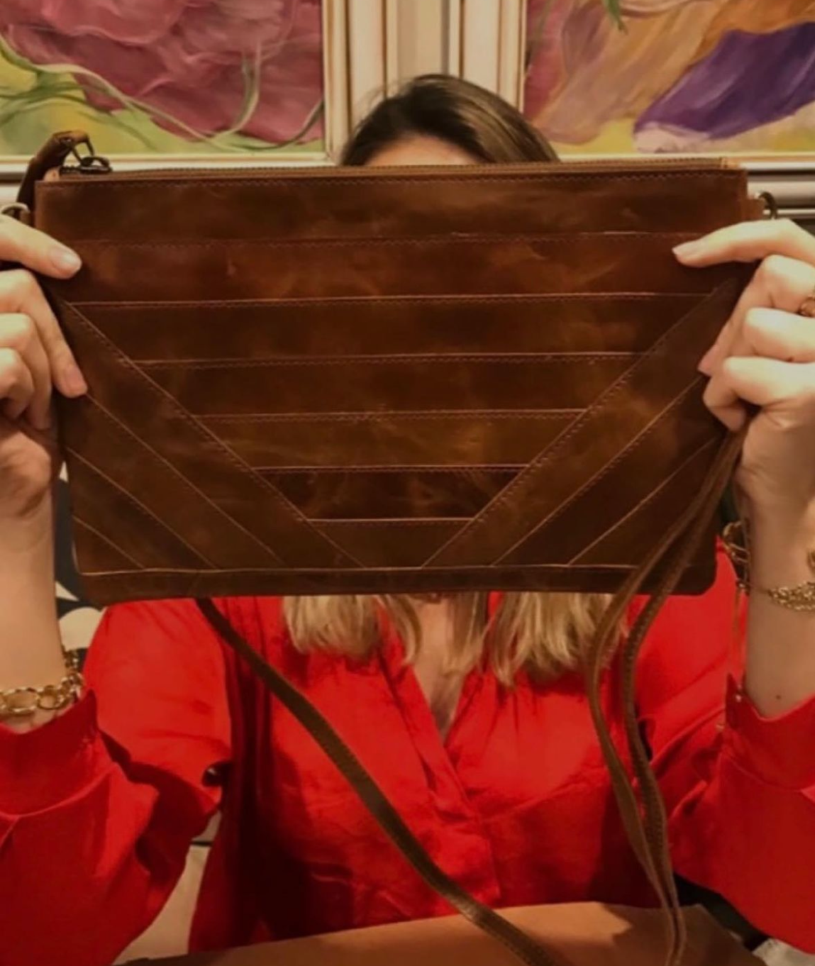 Mini Herringbone Crossbody- Brown