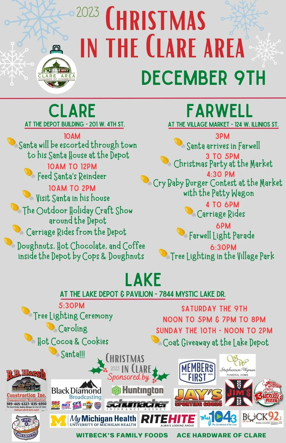 Christmas in Clare, Farwell, and Lake — Clare Area Chamber of Commerce