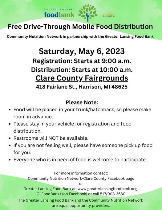 Free DriveThrough Mobile Food Distribution — Clare Area Chamber of