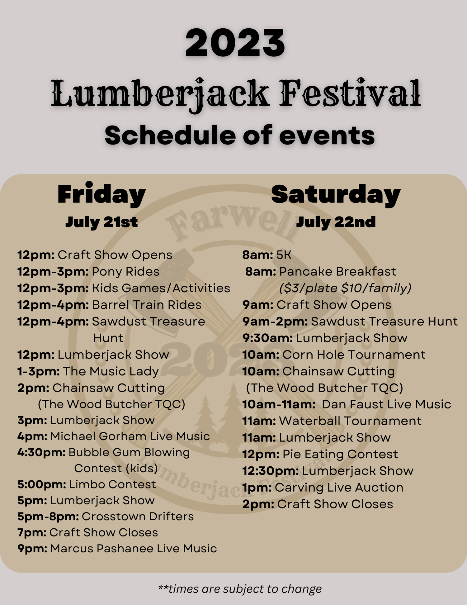 Farwell Lumberjack Festival — Clare Area Chamber of Commerce
