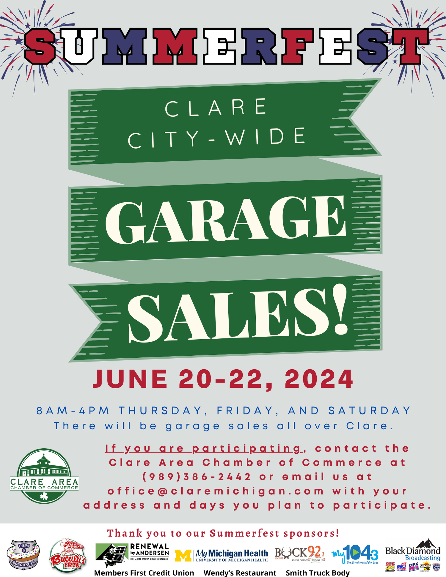 CityWide Garage Sales — Clare Area Chamber of Commerce