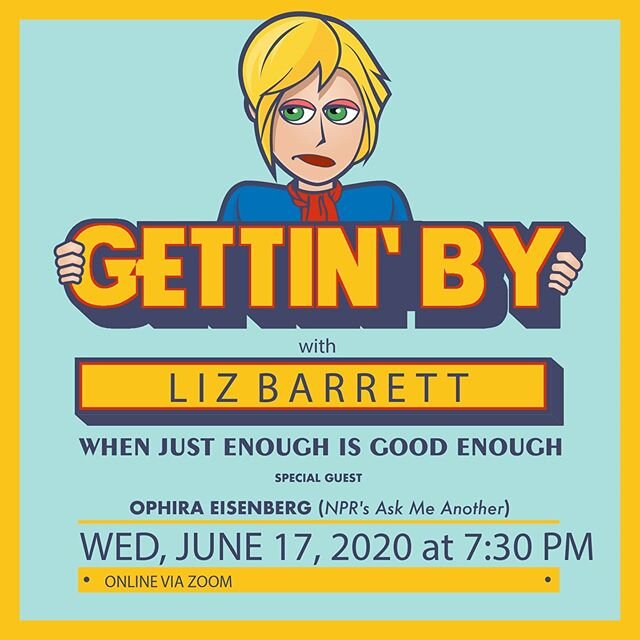 I'm back this week with my show Gettin' By, now every first and third Wednesday of the month. This Wed. 6/17 at 7:30 pm with my guest @ophirae (NPR's Ask Me Another) RSVP in Bio for Zoom Link
#getttinby #comedy #zoomshow #zoom #womenincomedy