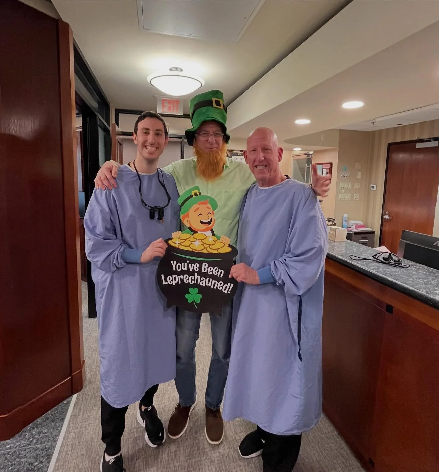 Looks like luck was on our side today! 🍀 A very tall leprechaun stopped by with treats. Always a fun surprise to have Dr. Shefferman in our office. We&rsquo;re so grateful for @shefferman_ortho and all the years of great teamwork!