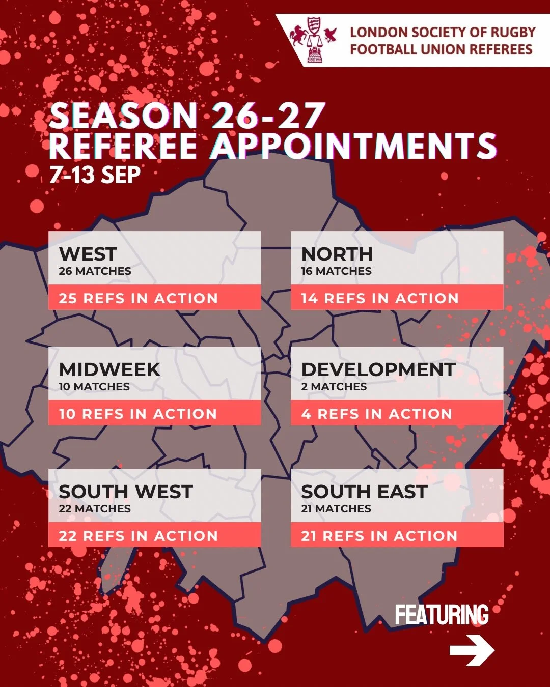🏉 SEASON 26/27 | REFEREE APPOINTMENTS 🏉

The new season is here! 🔥

Our referees are back in action across London and the surrounding regions, with a packed schedule of fixtures from 7&ndash;13 September.

There&rsquo;s plenty of rugby to look for