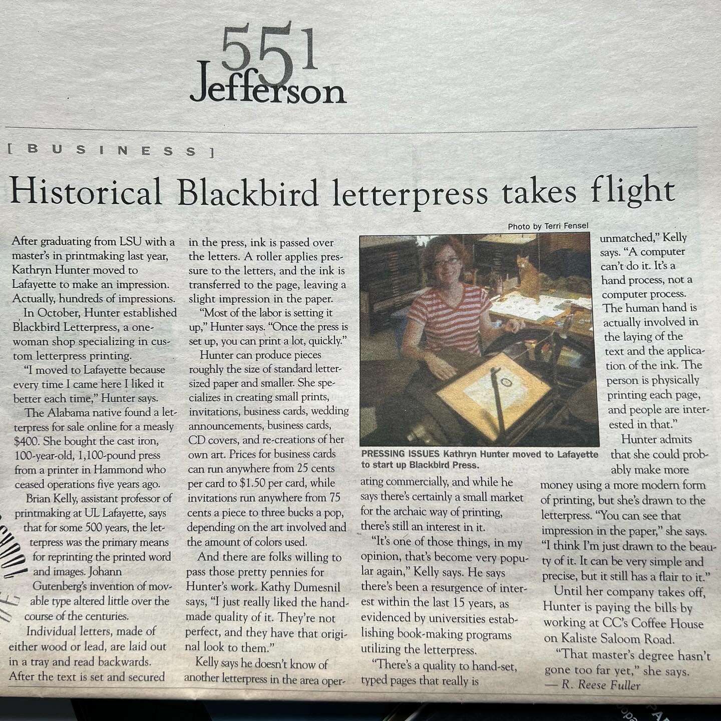 Ha! Throwback I found today in a flat file. 20 years ago, written up in The Independent in Lafayette, LA. Haha! When Blackbird was a one gal-one press show and I had short red hair!

@bfk0900 you&rsquo;re quoted in the article!

#buffalokitty is in t