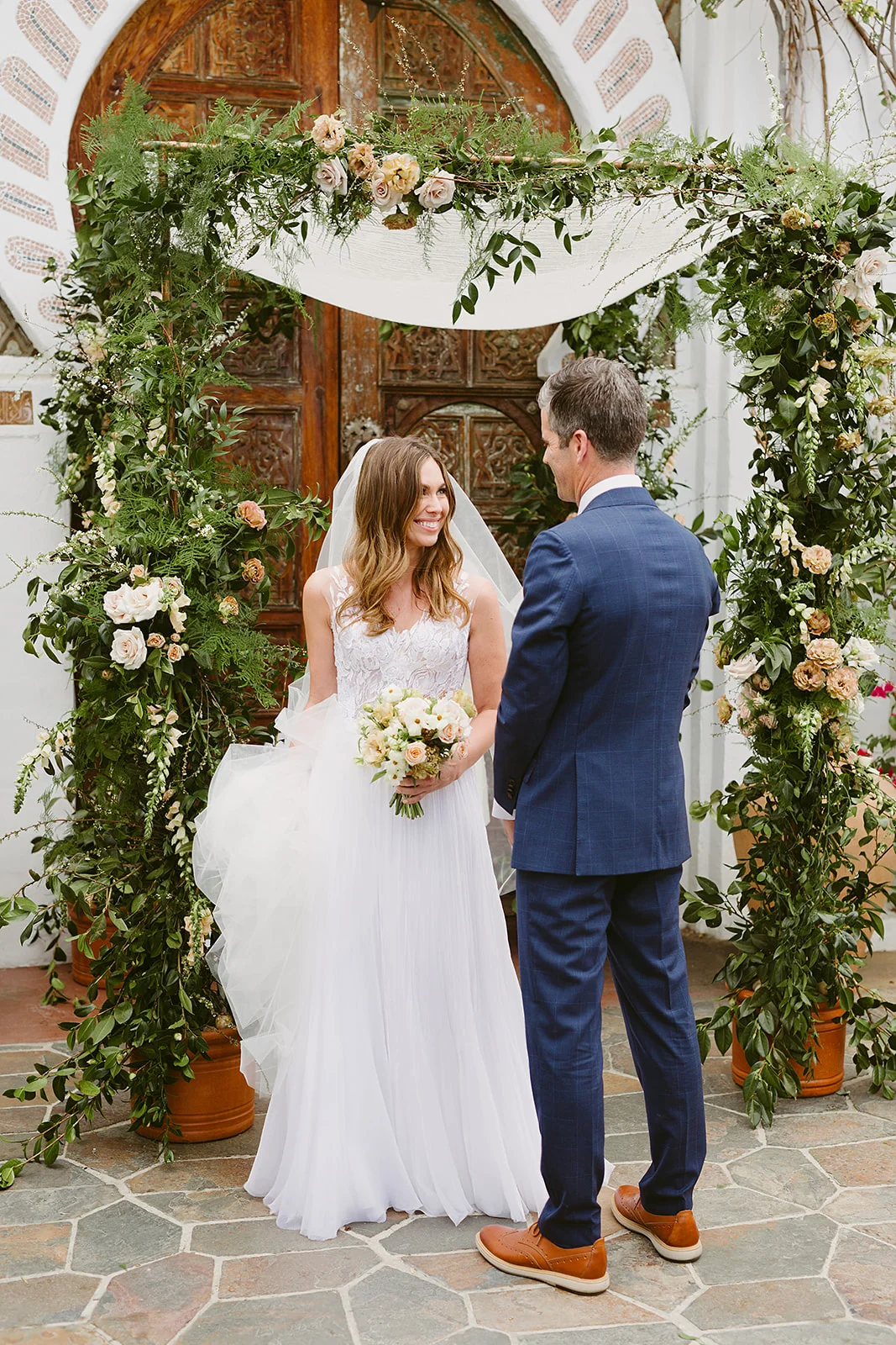 strapless wedding dress, lace wedding dress, Palm Springs wedding || Orange Blossom Special Events