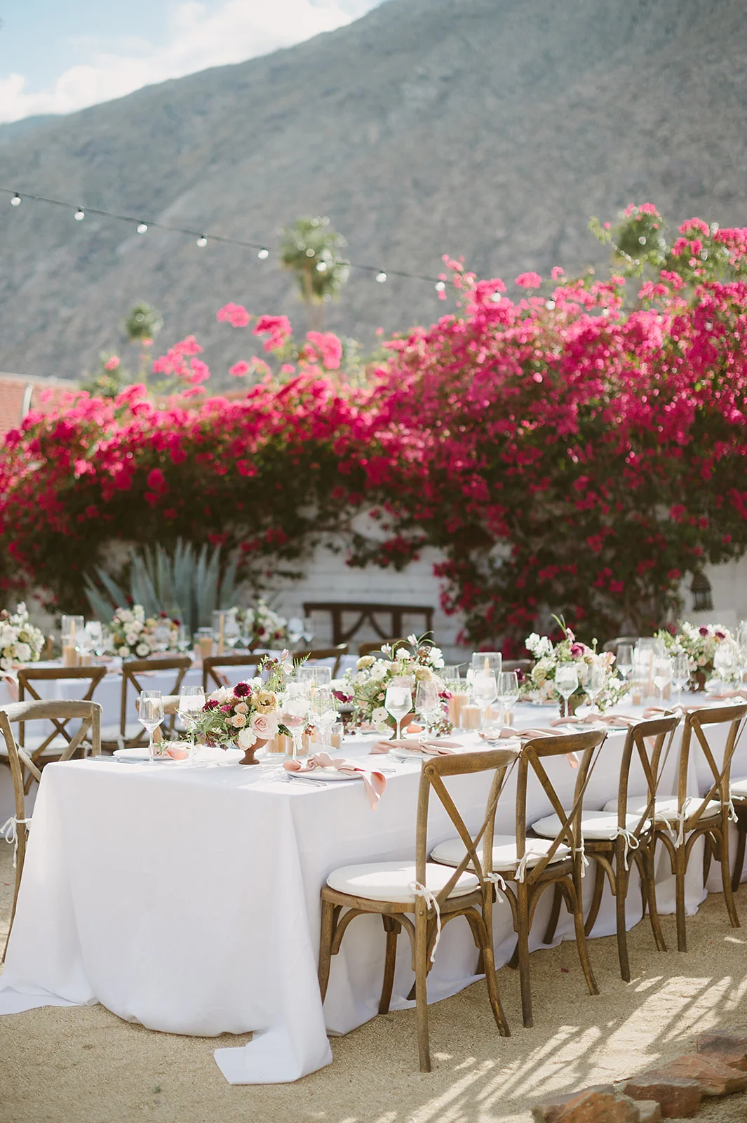 Palm Springs wedding, outdoor wedding reception, dessert wedding decor, outdoor wedding || Orange Blossom Special Events