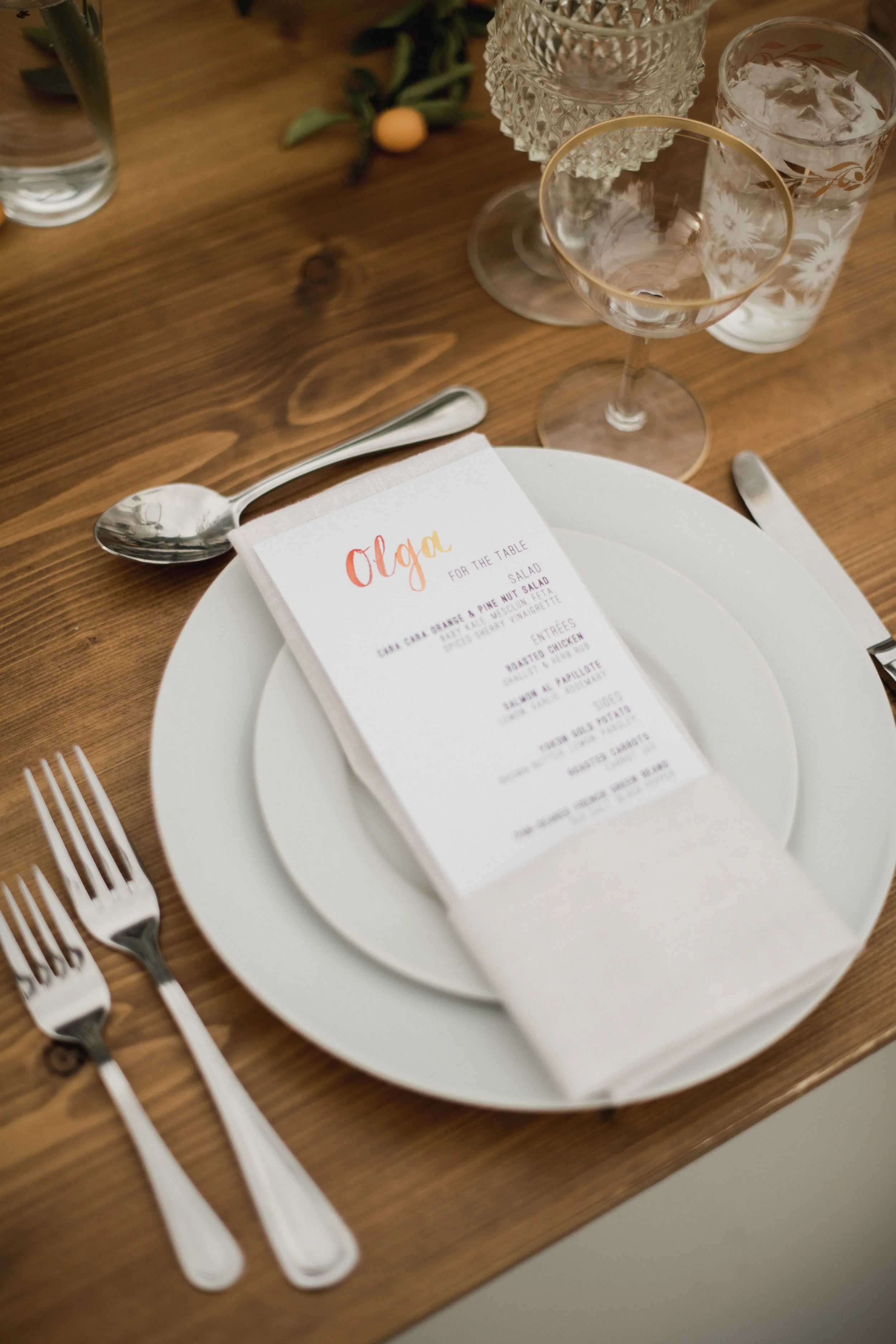 Custom wedding menu || Orange Blossom Special Events