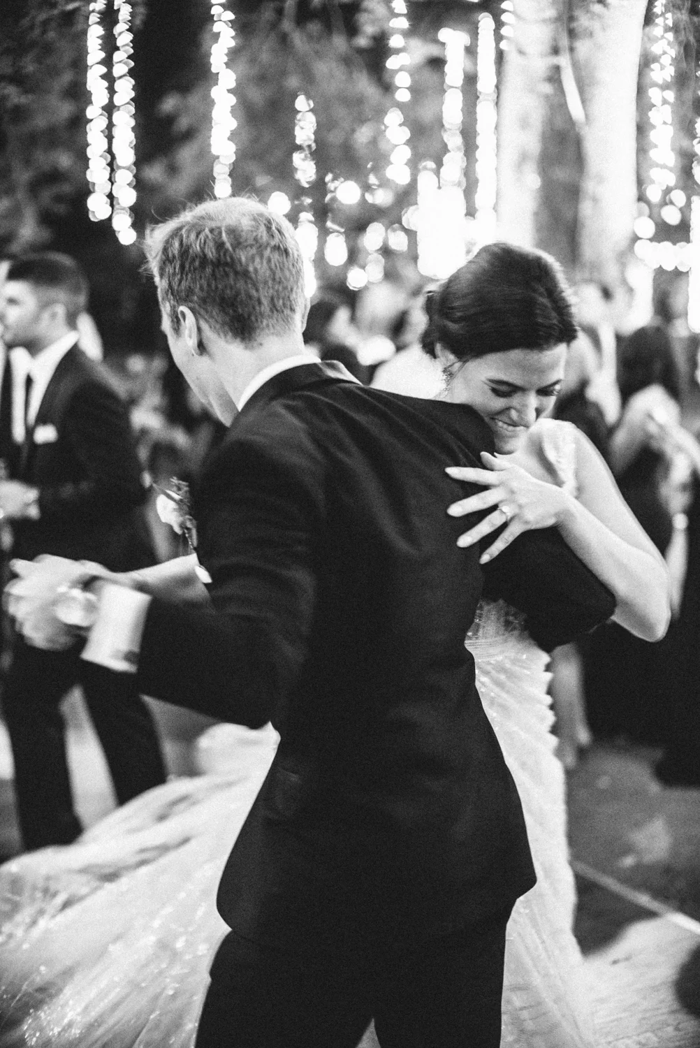 bride and groom first dance, Malibu wedding, black and white wedding, two piece wedding dress || Orange Blossom Special Events