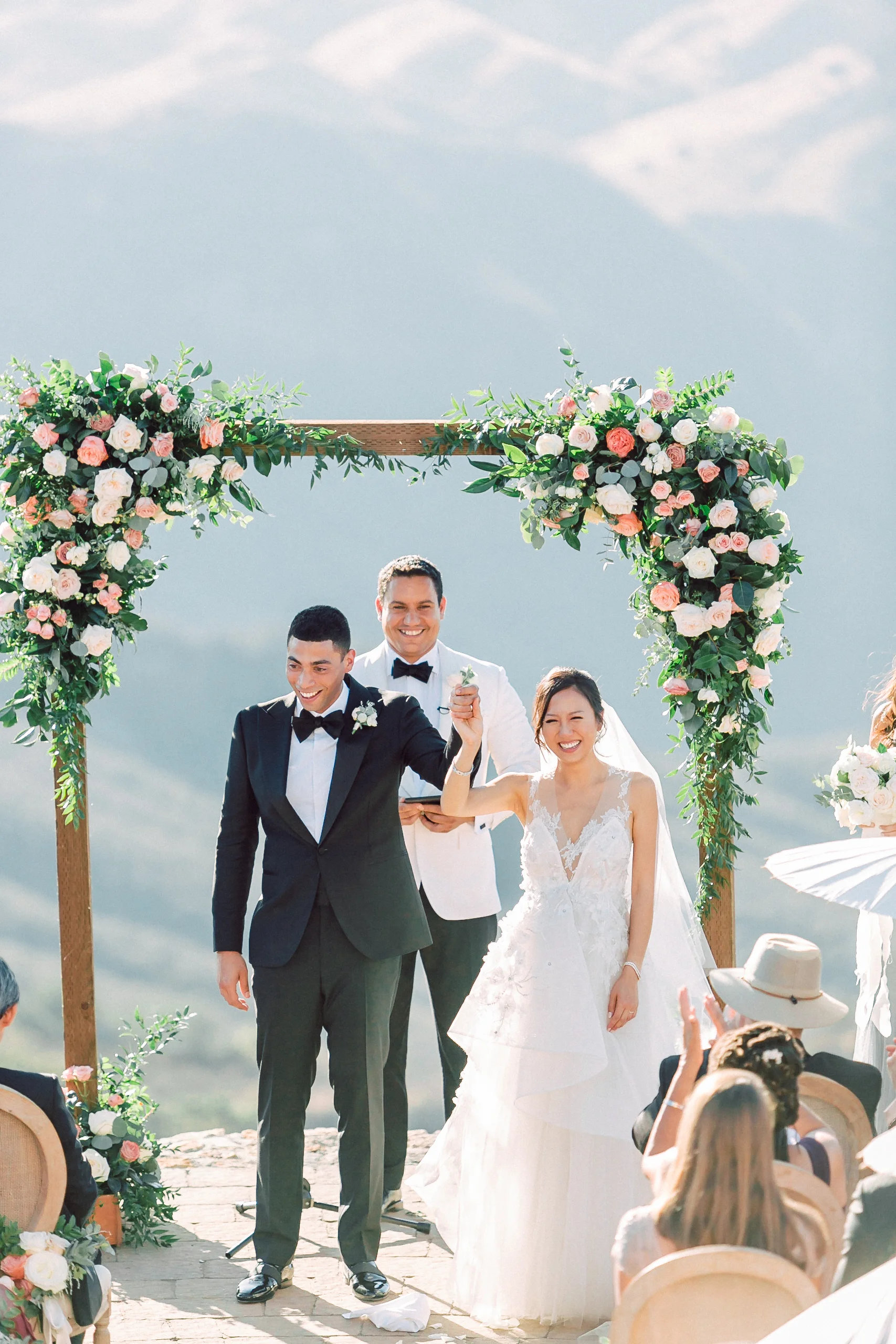 Custom floral arch, Malibu mountain wedding || Orange Blossom Special Events