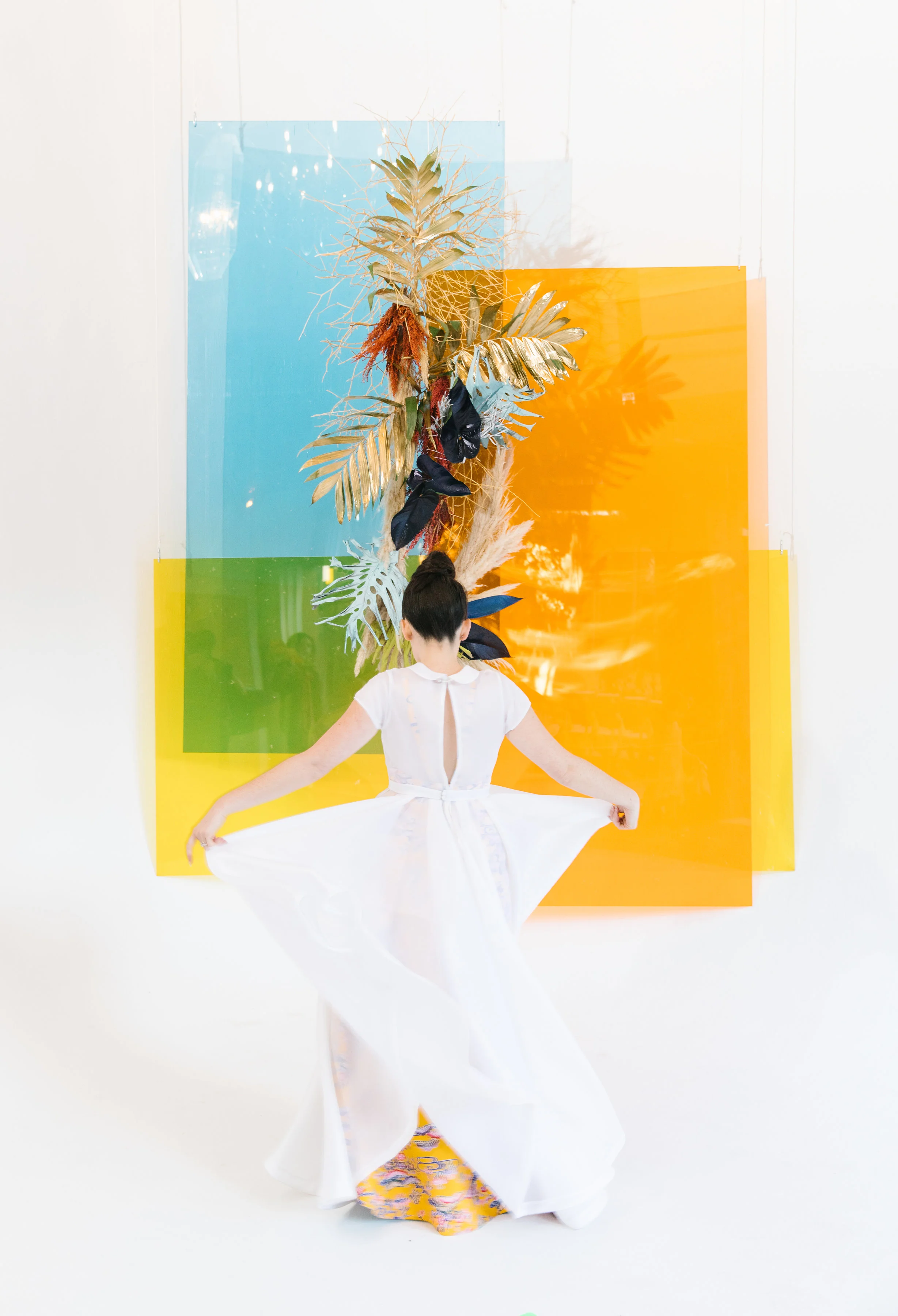 Colorful custom wedding backdrop || Orange Blossom Special Events