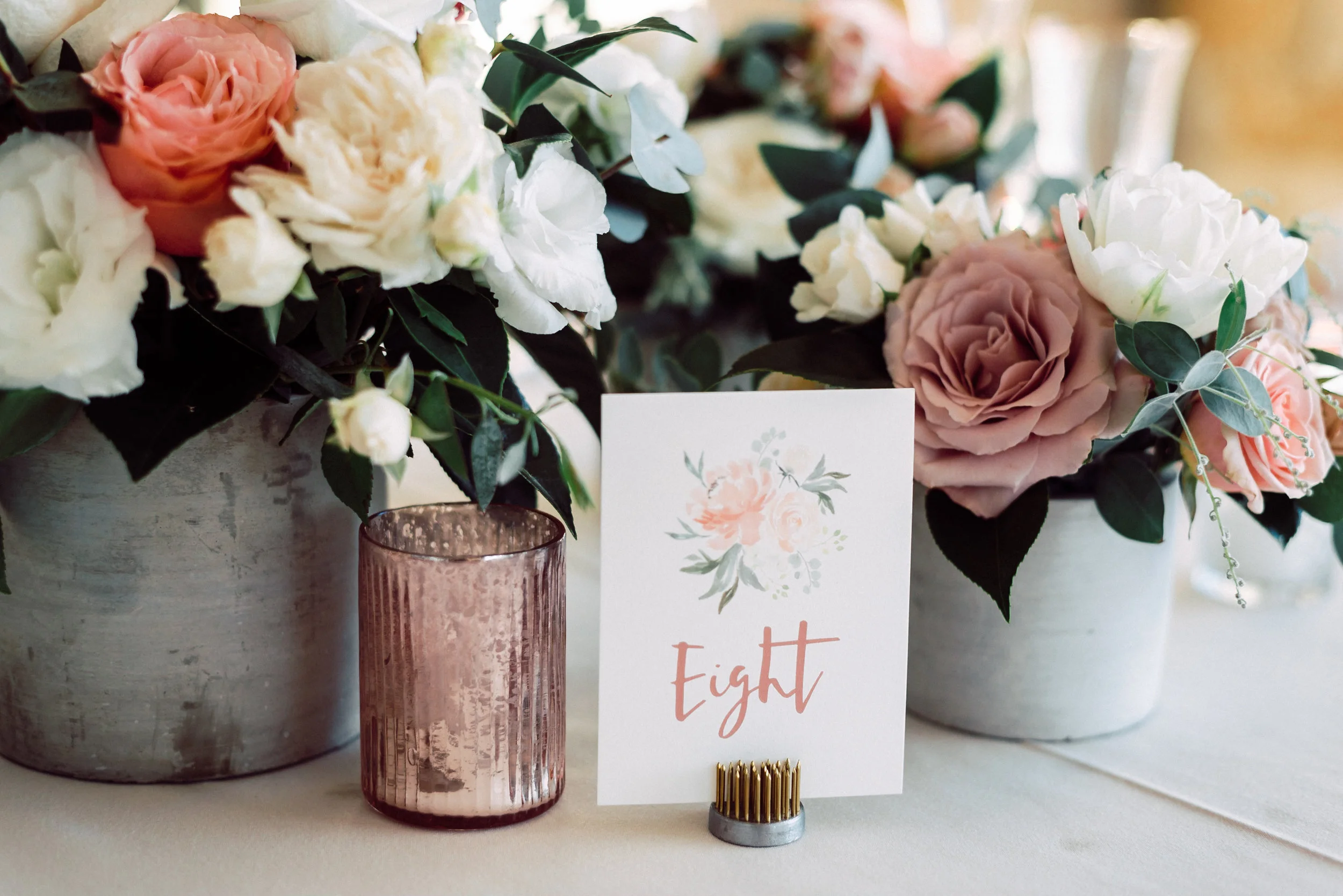 custom wedding table setting, custom wedding table numbers, custom wedding decorations, floral wedding decor, Los Angeles wedding design || Orange Blossom Special Events