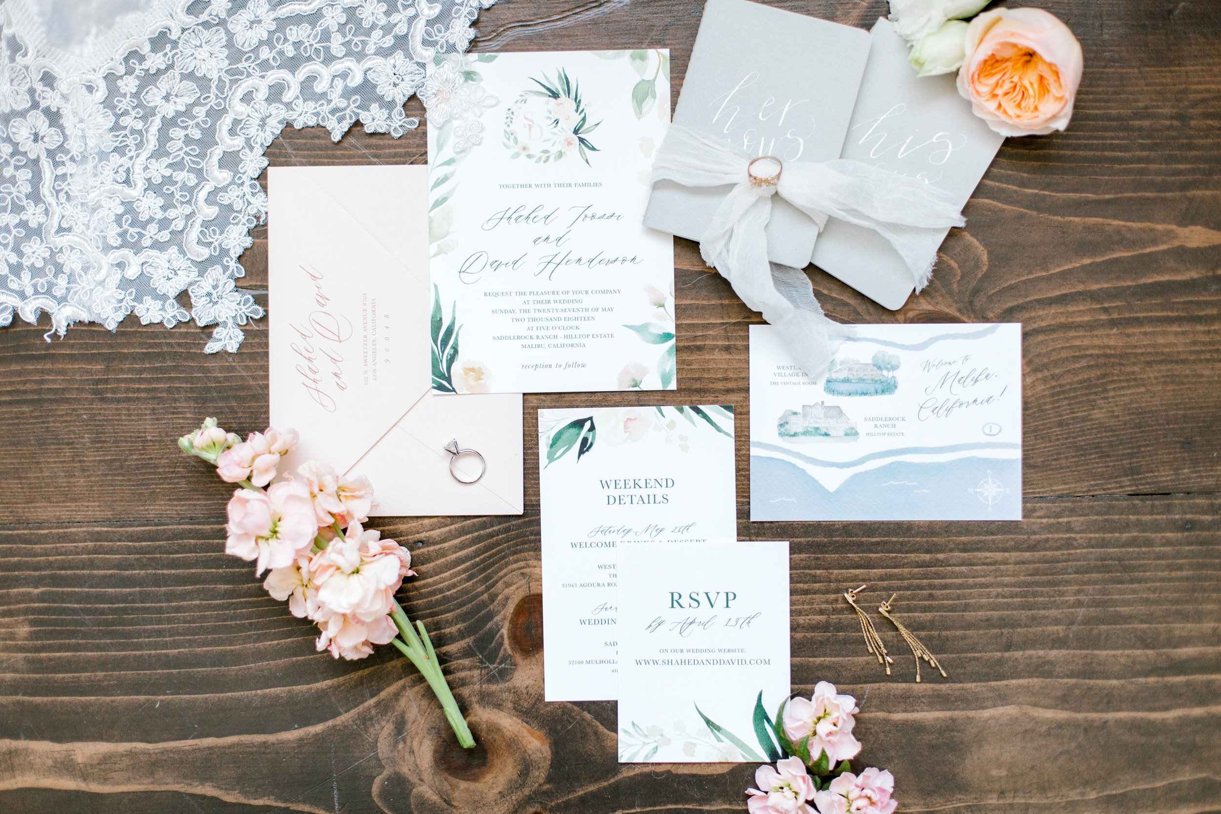 custom rustic wedding invitations, Los Angeles wedding invitations || Orange Blossom Special Events