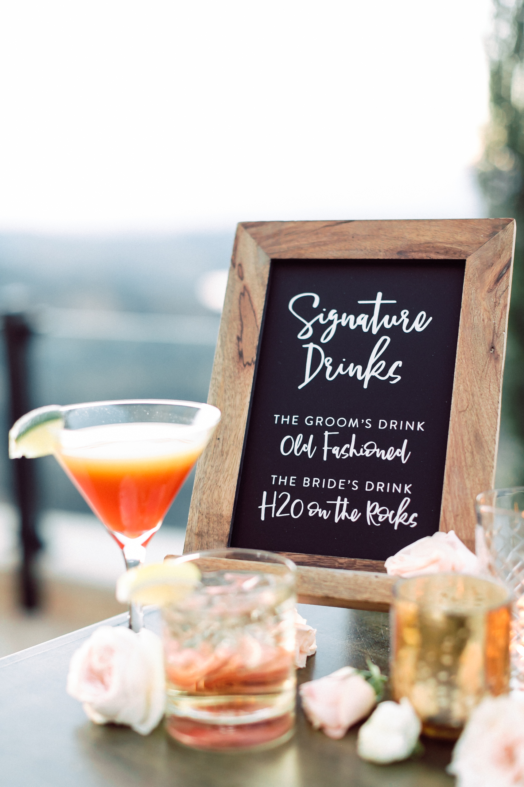 Cocktail Sign, Custom Wedding Design, Los Angeles, Chalkboard Sign, Floral Wedding Sign || Orange Blossom Special Events