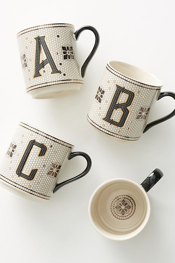 ANTHROPOLOGIE COLLECTION mugs with alphabets