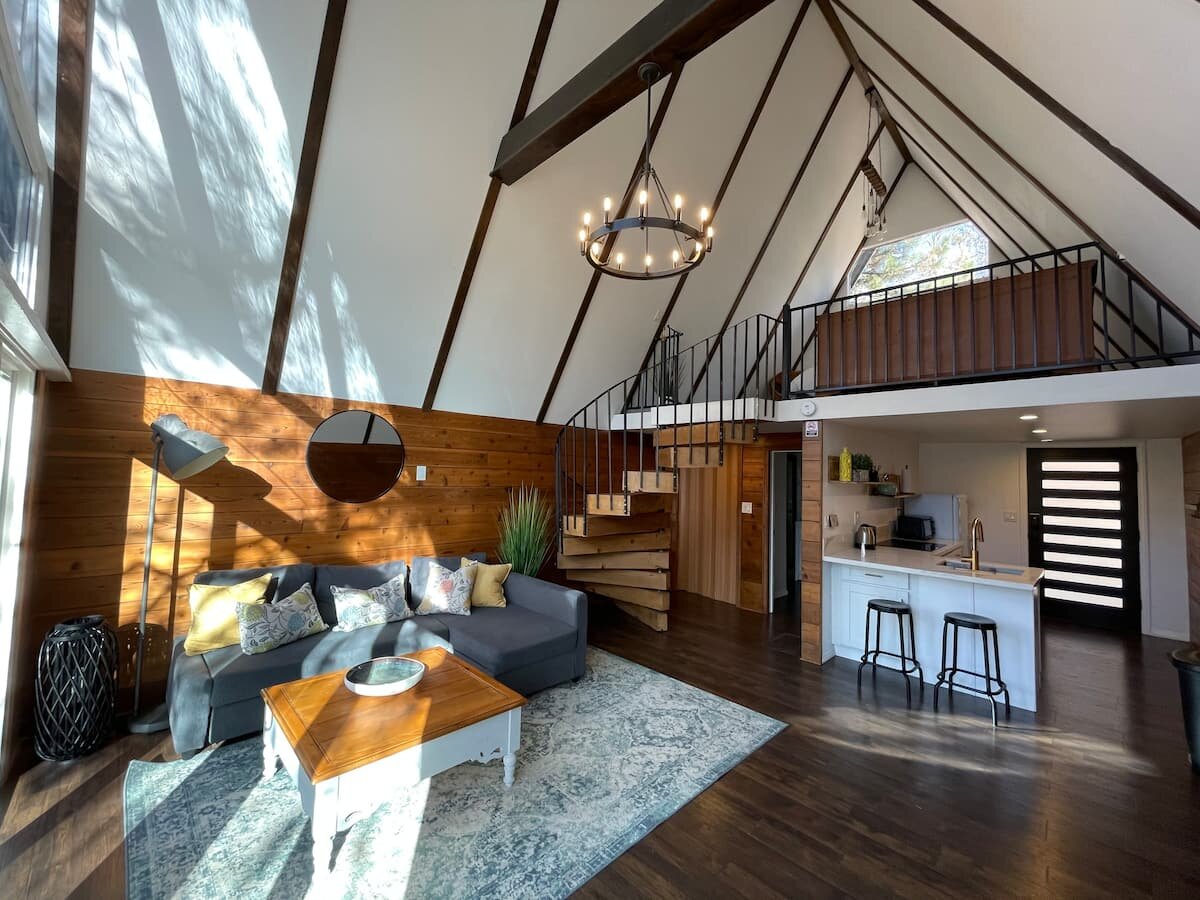 interior of a Mid Century Modern A-Frame