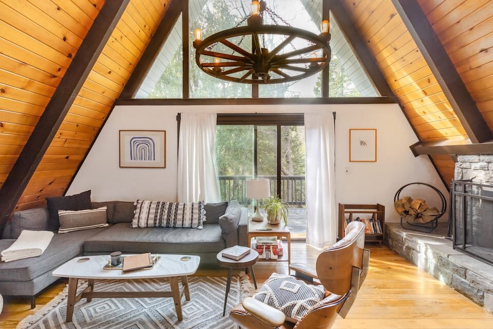 interior of a Mid Century A-Frame Cabin