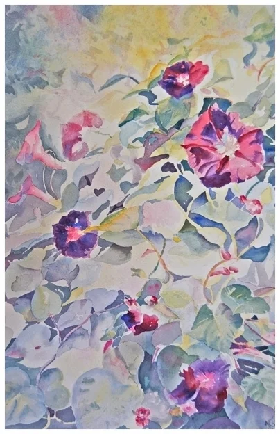 Morning Glories Original 14.25 x 18.75 - $440