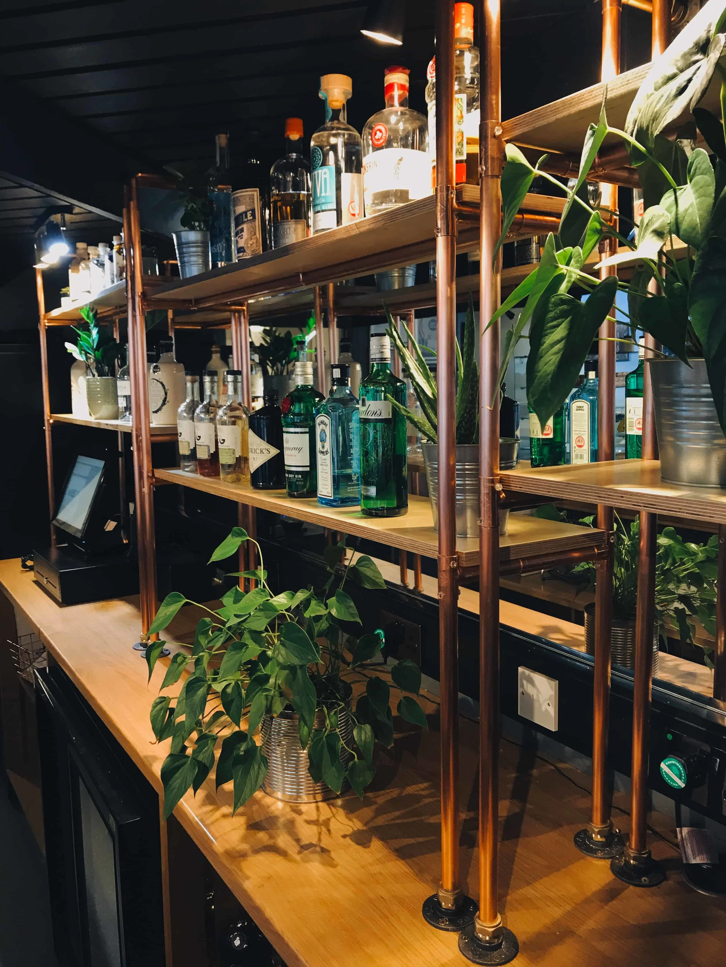 Copper and Plywood shelving unit at the Rep Theatre Dundee