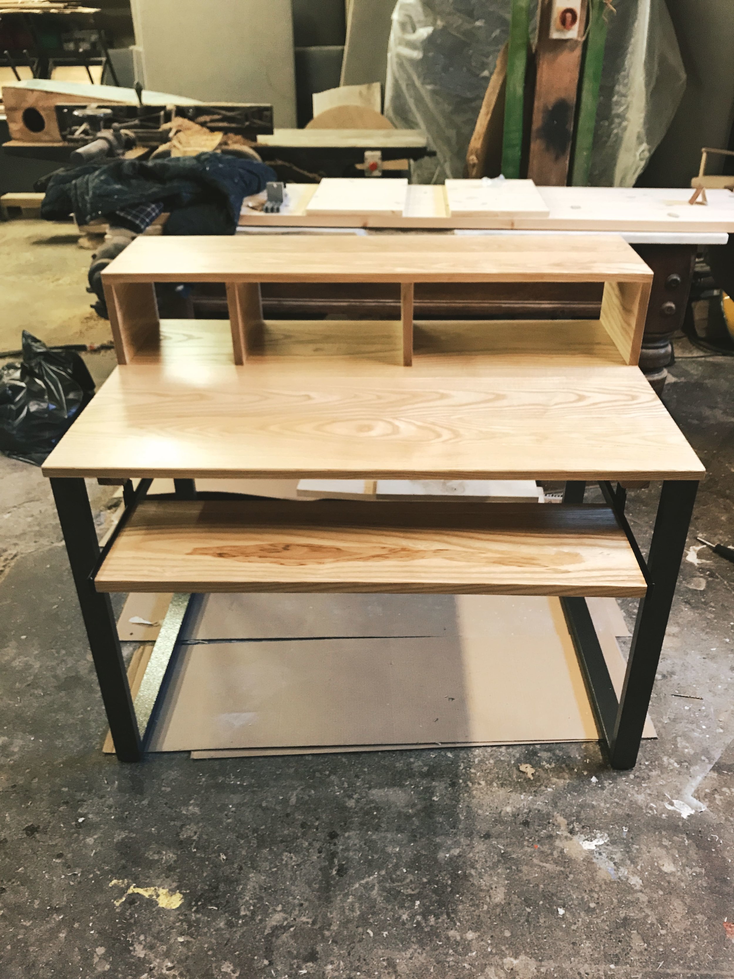 Bespoke American Ash Desk With Metal Legs and Keyboard Draw Runner.
