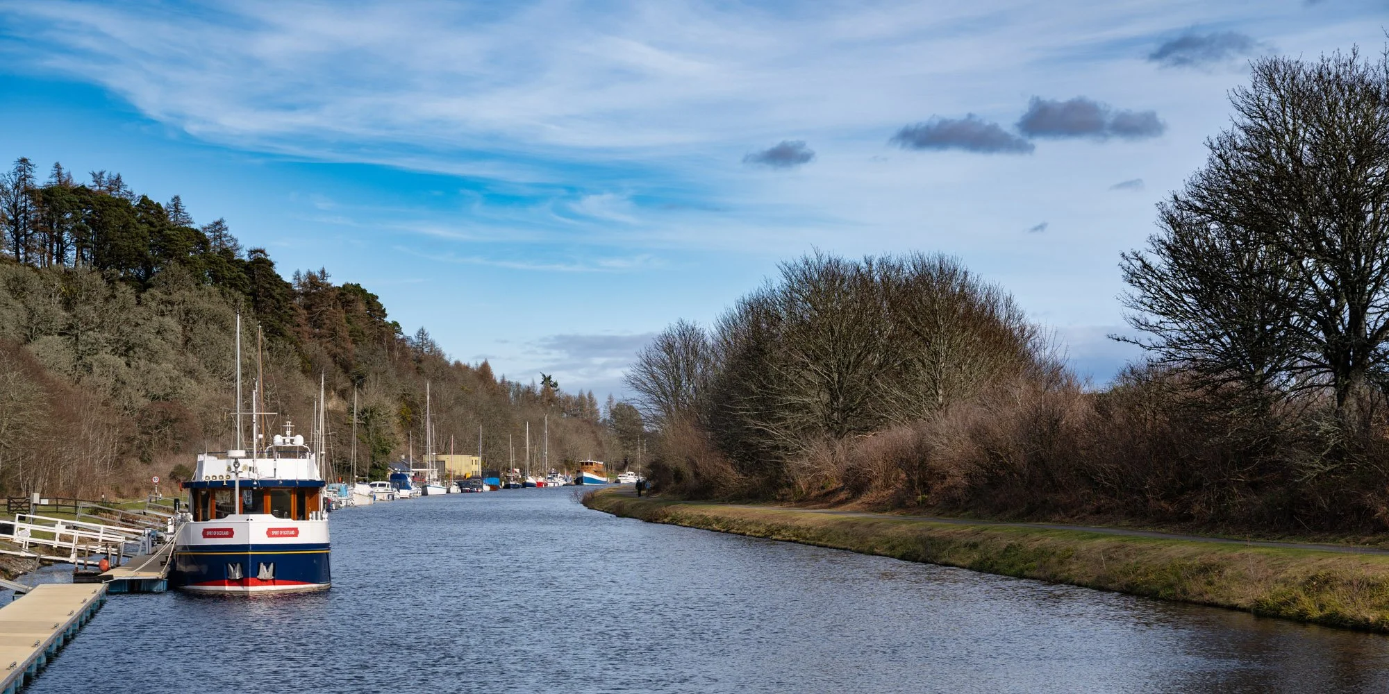 Photograph of the Caladonian Canal, Inverness on a sunny late winter day.