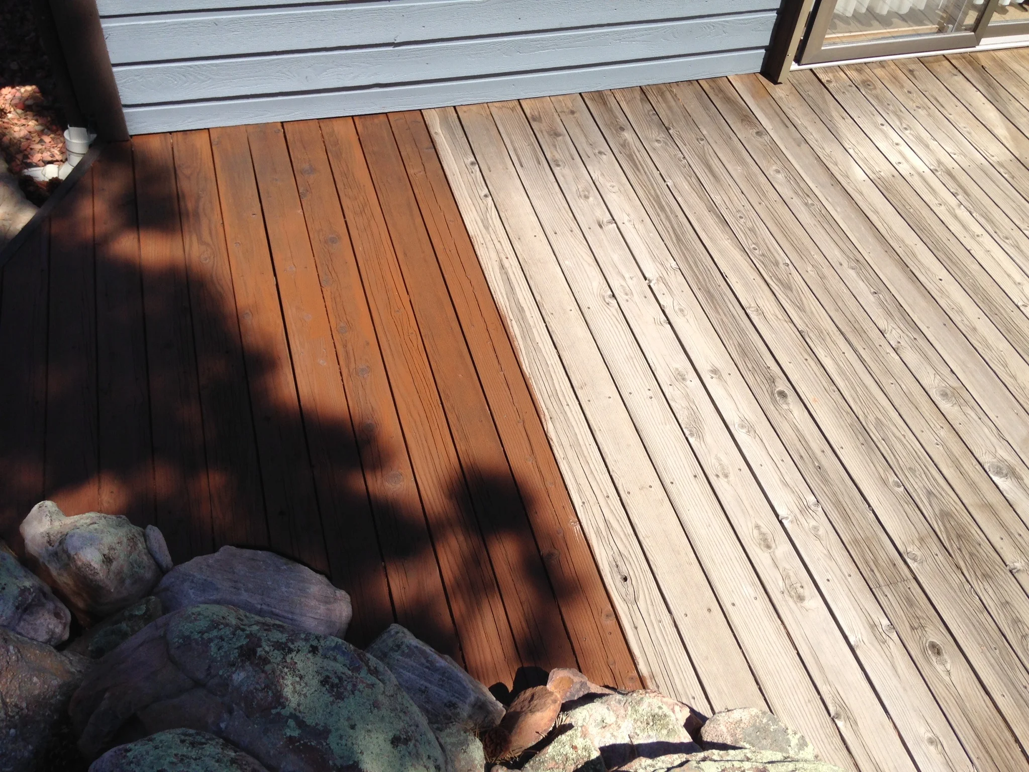 Wood deck staining