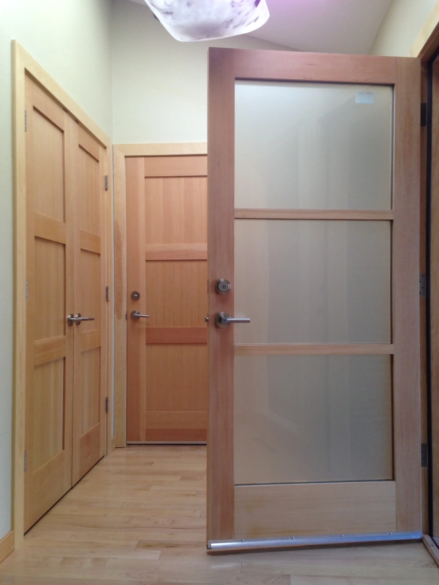 Natural stain and polyurethane doors