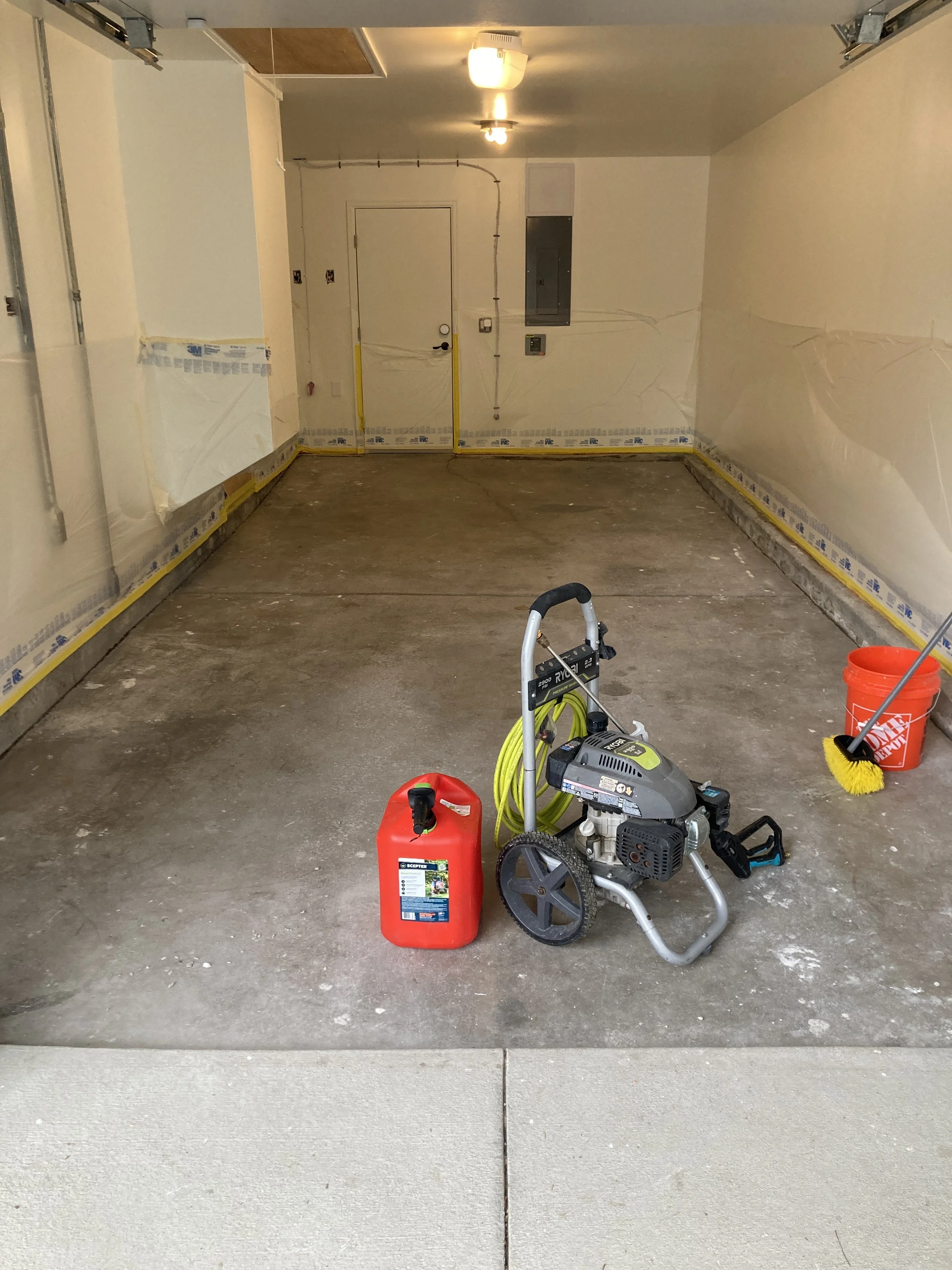 Garage facelift - Power wash concrete