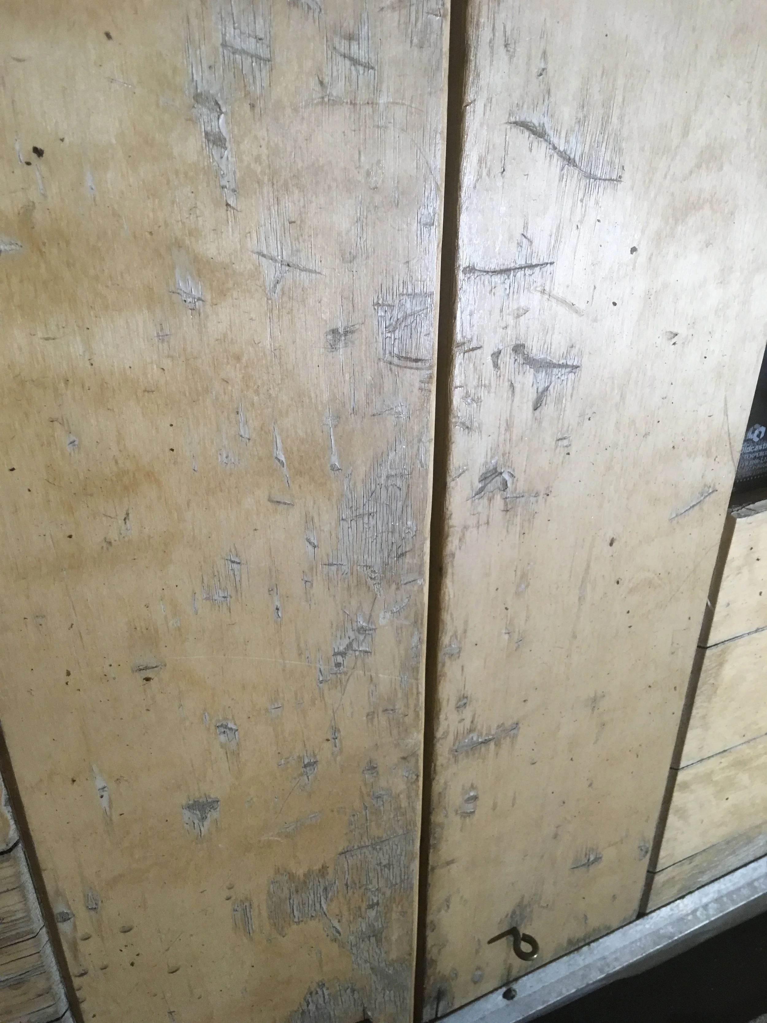 Beat up restaurant doors