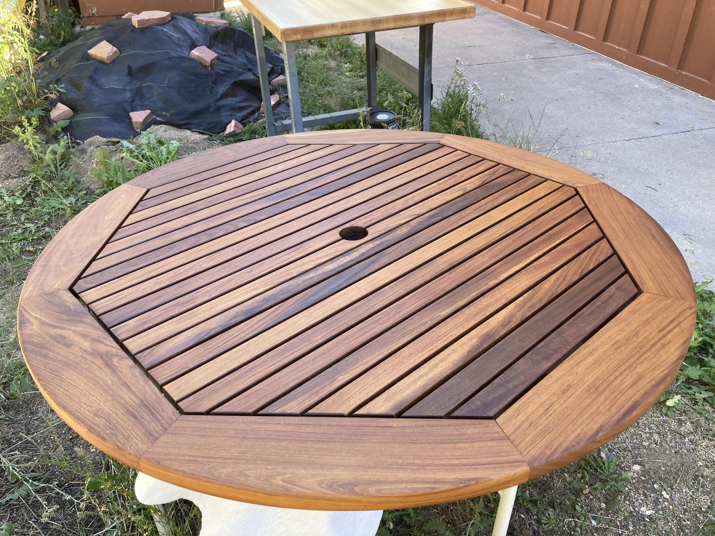 Teak table - freshly oiled!