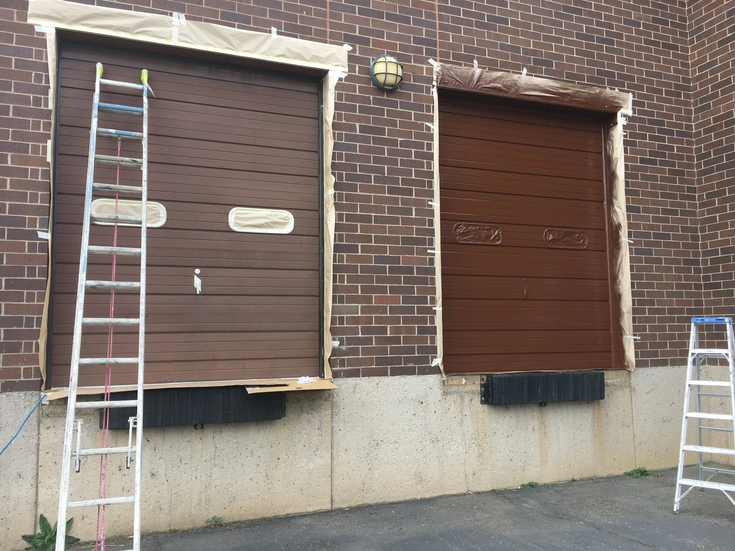Commercial roll-up garage door repaint