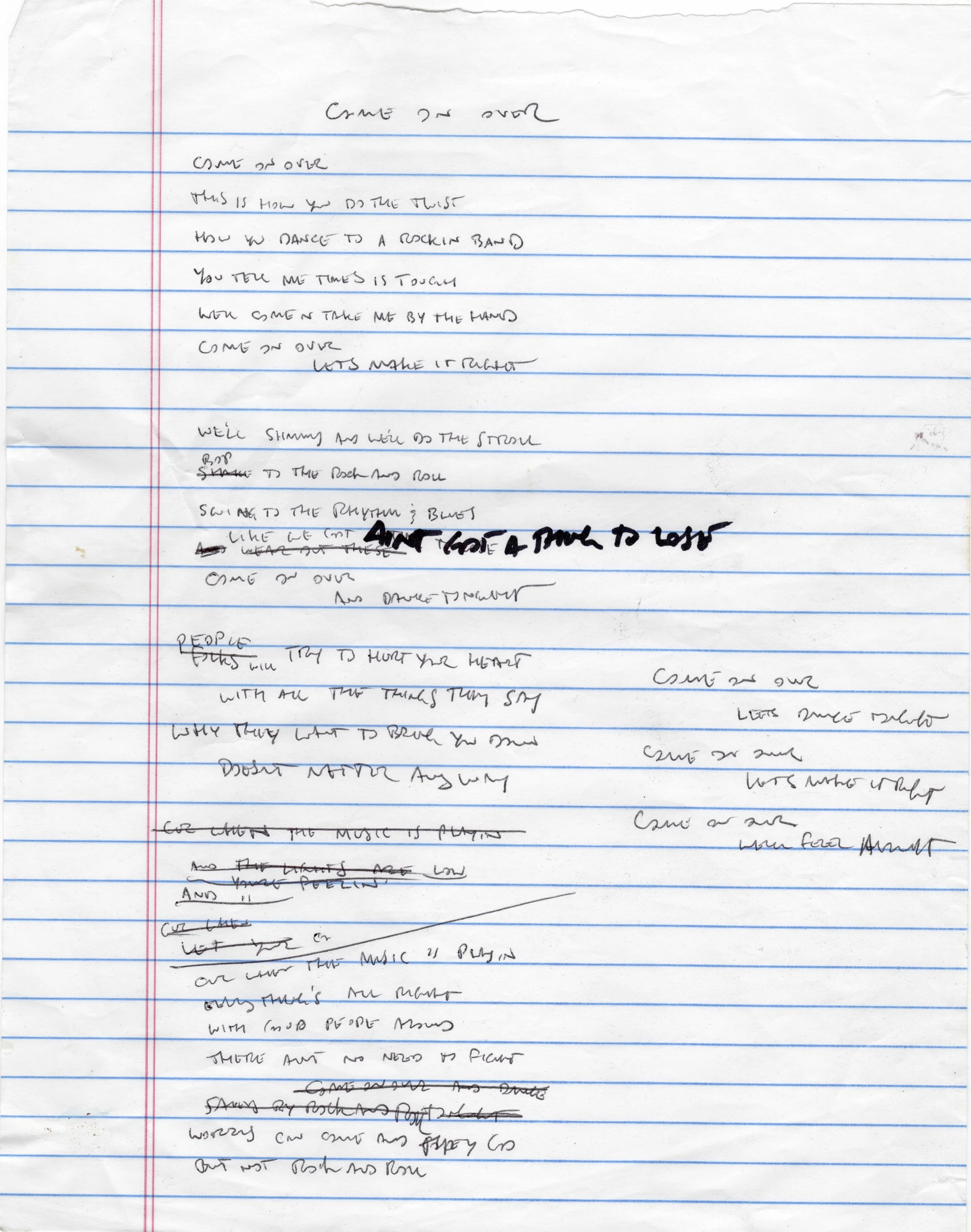 Come On Over Original Lyrics.jpg